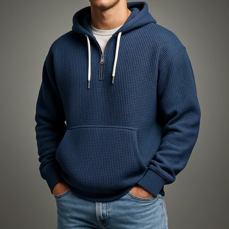 Brighton Waffle Weave Quarter-Zip Hoodie